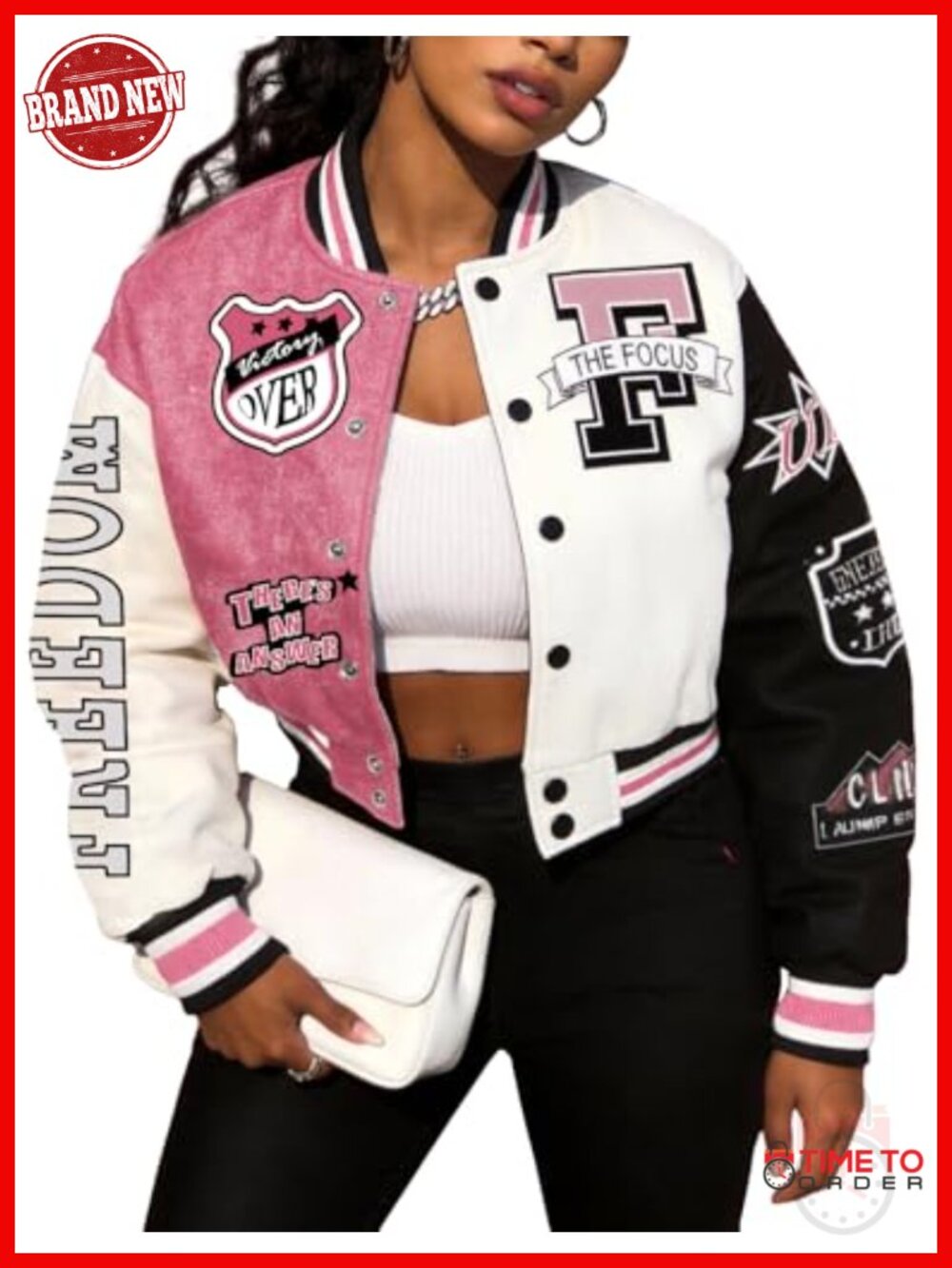 Cropped Varsity Letterman Jacket Lightweight Cotton Bomber Baseball Y2K Coat